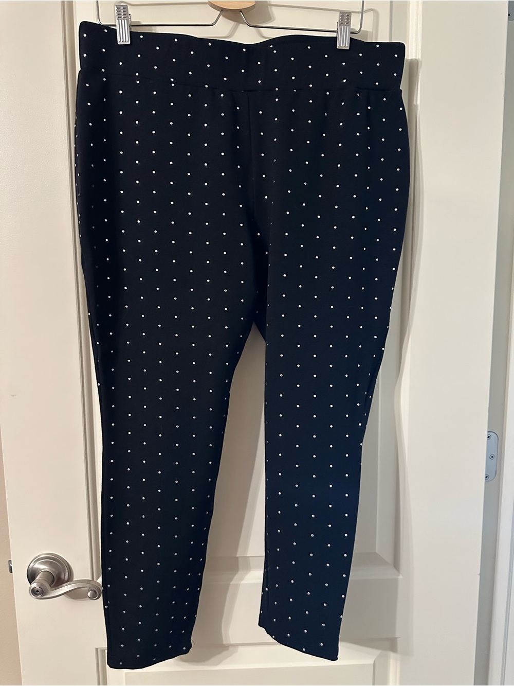 Catherine Malandrino Black and Silver Polka Dot Slim Ankle Pants